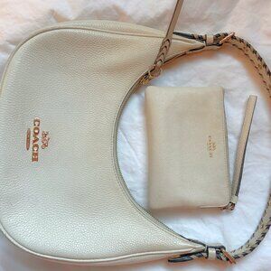 Coach Bailey Hobo Bag – Cream w/ Whipstitch Detail + Matching Wallet Set